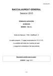 Sujet du bac ES-L Sciences (1ère) 2015