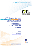 Le dossier de candidature du C2EI 2015