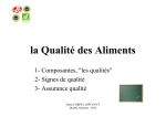 la Qualité des Aliments