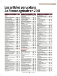 Les articles parus dans La France agricole en 2011