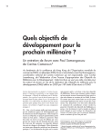 Quels objectifs de développement pour le prochain millénaire ?