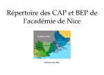 Répertoire des CAP et BEP de l`académie de Nice