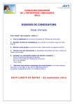 DOSSIER DE CANDIDATURE Mode d`emploi