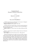 Communication de Monsieur le Professeur Claude Perrin Séance