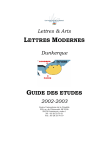 lettres modernes guide des etudes - L`Université du Littoral Côte d