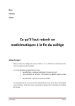 Ce qu`il faut retenir en mathématiques à la fin du collège