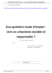 Eco-quartiers mode d`emploi : vers un urbanisme