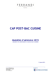 Procedure CAP POST BAC CUISINE
