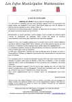 Les Infos Municipales Wattenaises d`avril 2012