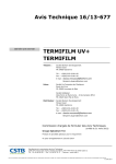 Avis Technique 16/13-677 TERMIFILM UV+ TERMIFILM
