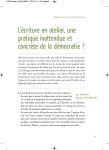 L`écriture en atelier, une pratique inattendue et