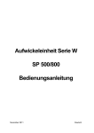 Aufwickeleinheit Serie W SP 500/800 Bedienungsanleitung