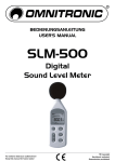 USER MANUAL SLM-500 Digital Sound Level Meter