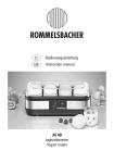 Bedienungsanleitung - ROMMELSBACHER ElektroHausgeräte