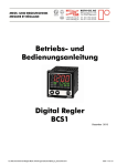 und Bedienungsanleitung Digital Regler BCS1