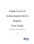 Grade Level of Achievement (GLA) Reports User Guide