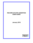 RECORD OF SITE CONDITION USER GUIDE January 2010