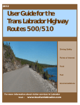 User Guide for the Trans Labrador Highway Routes 500/510