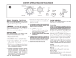 DRYER OPERATING INSTRUCTIONS