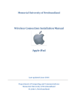 Wireless Connection Installation Manual Apple iPad