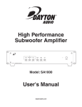 User's Manual High Performance Subwoofer Amplifier