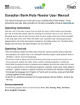 Canadian Bank Note Reader User Manual