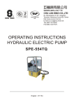 OPERATING INSTRUCTIONS HYDRAULIC ELECTRIC PUMP
