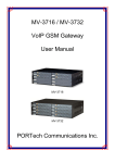 MV-3716 / MV-3732 VoIP GSM Gateway User Manual PORTech