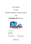 User Manual For The DynaPro Molecular Sizing Instrument And