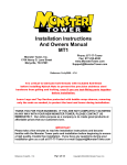 Installation Instructions And Owners Manual MT1