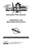Automatic Pool Cleaner Installation and Operating Instructions