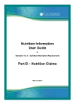 Nutrition Information User Guide Part B – Nutrition Claims