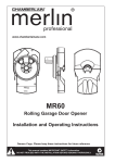 Rolling Garage Door Opener Installation and Operating Instructions