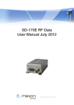 SD-170E RF Data User Manual July 2012