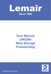 User Manual LWC694 Wine Storage Freestanding