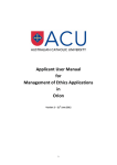 Applicant User Manual for Management of Ethics