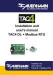 Installation and user's manual TAC4 DL + Modbus RTU