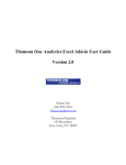 Thomson One Analytics Excel Addin User Guide
