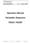 Operators Manual Peristaltic Dispenser PD22I / PD22P
