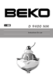 Beko D 9400 NM Instruction Manual