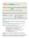 Feed-in Tariff: Central FIT Register (CFR) User Guide Part 1