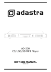 AD-200 CD/USB/SD MP3 Player OWNERS MANUAL