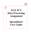 GCE ICT Data Processing Assignment Spreadsheet User Guide