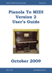 Pianola To MIDI Version 2 User's Guide October 2009