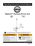 MagicLift™ Hydraulic Service Jack Operating Instructions & Parts
