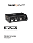 Sound DEvices MixPre-D User Guide and Technical Information