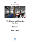 UEL Library and Learning Service: Archives User Guide