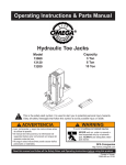 Hydraulic Toe Jacks Operating Instructions & Parts Manual