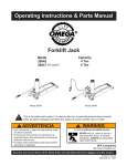 Forklift Jack Operating Instructions & Parts Manual
