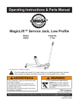 MagicLift™ Service Jack, Low Profile Operating Instructions & Parts